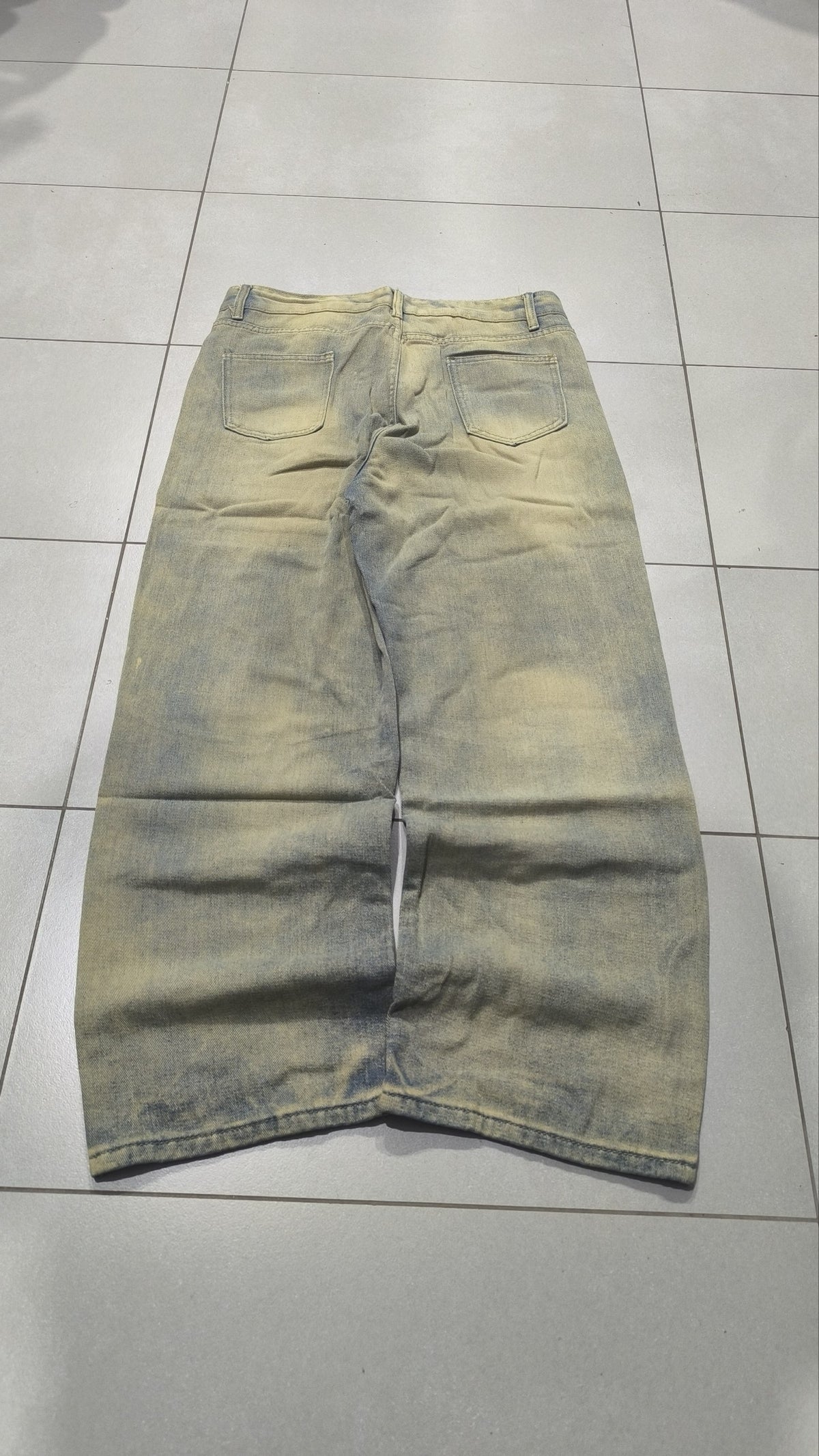 Jeans Gamba ampia Grigio-beige slavato Vintage Y2K (L) — foto 3