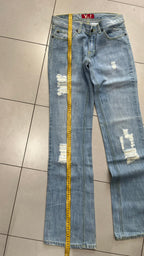Jeans Cinque Tasche Distressed Yesmiss Jeans Azzurro Denim Chiaro Vintage Y2K (26) — foto 8