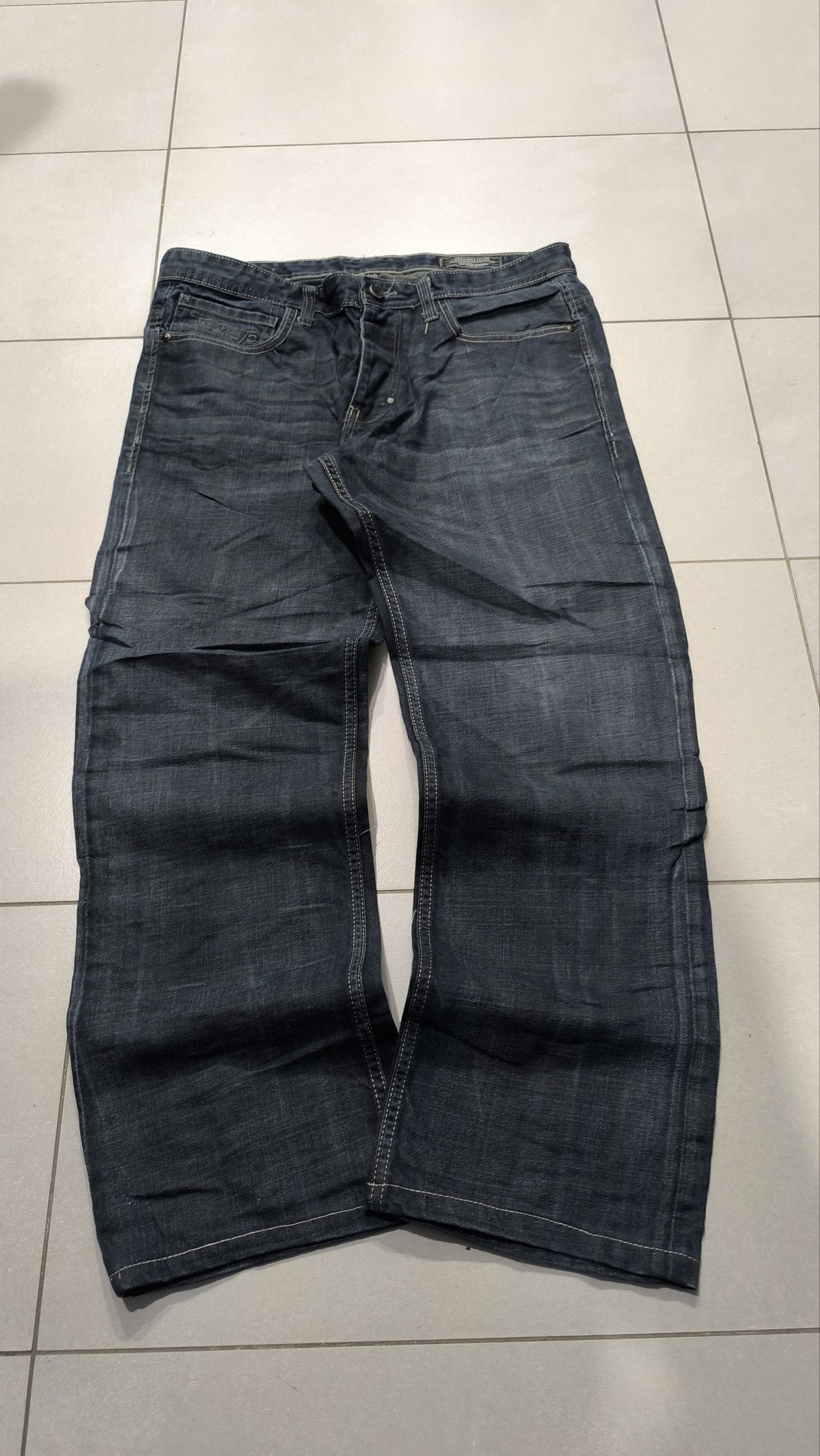 Jeans a gamba ampia Jack & Jones blu scuro slavato Vintage Y2K Uomo (L) — foto 5