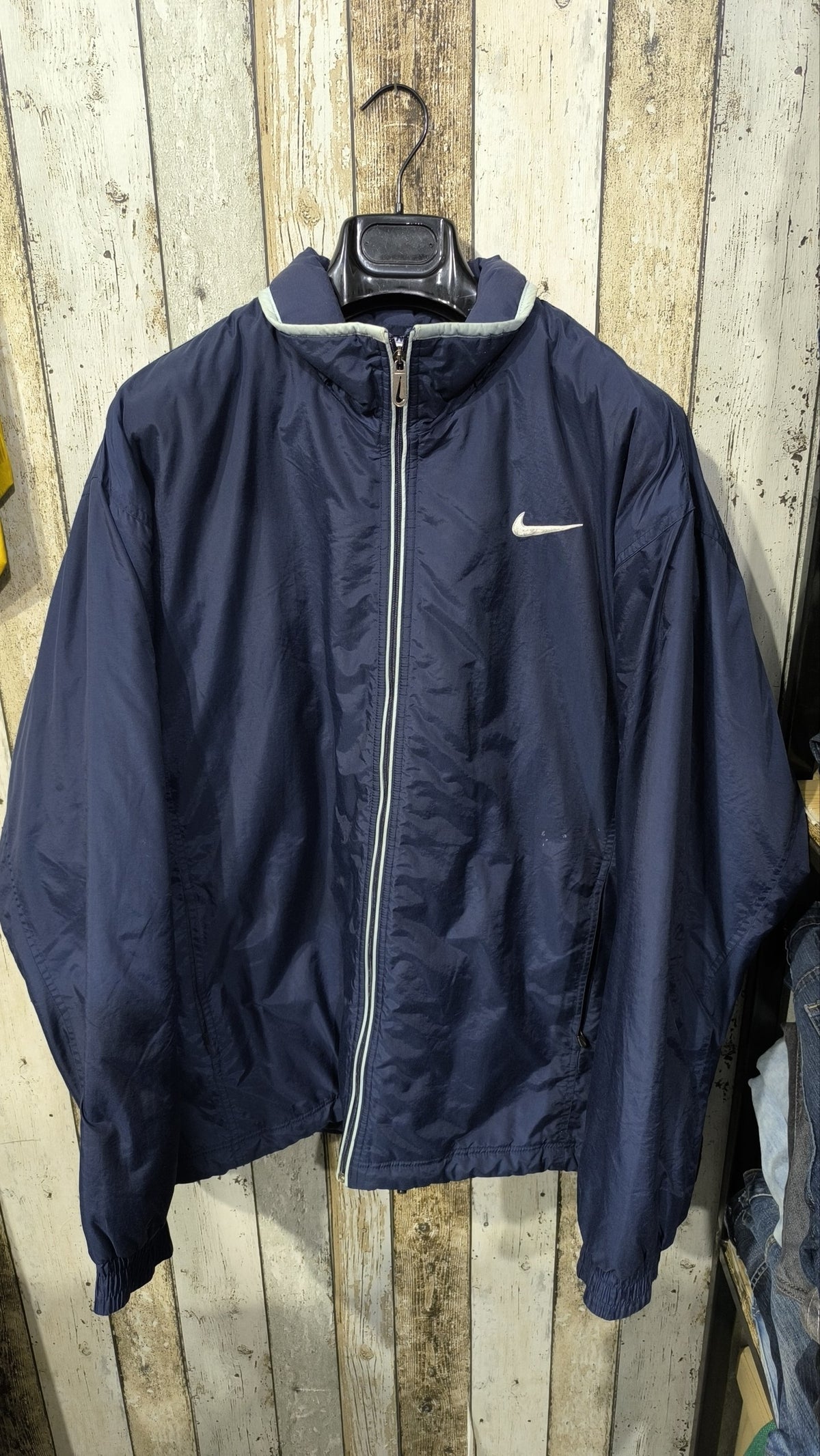 Giacca a vento Nike Zip intera Collo alto Blu navy Vintage Y2K (XXL) — foto 3