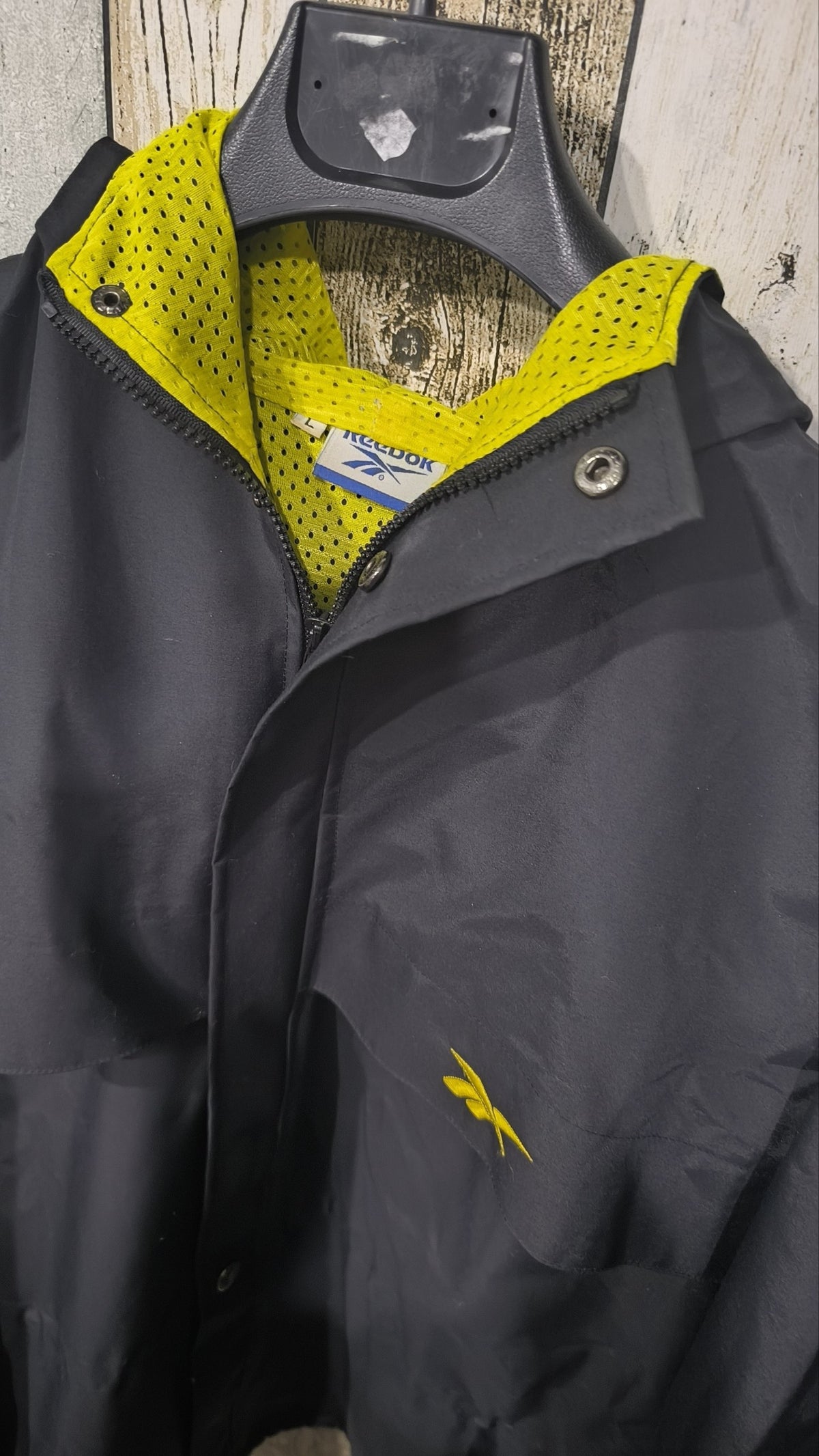 Reebok Giacca Nero con Interno Giallo Vintage Y2K Uomo — foto 4