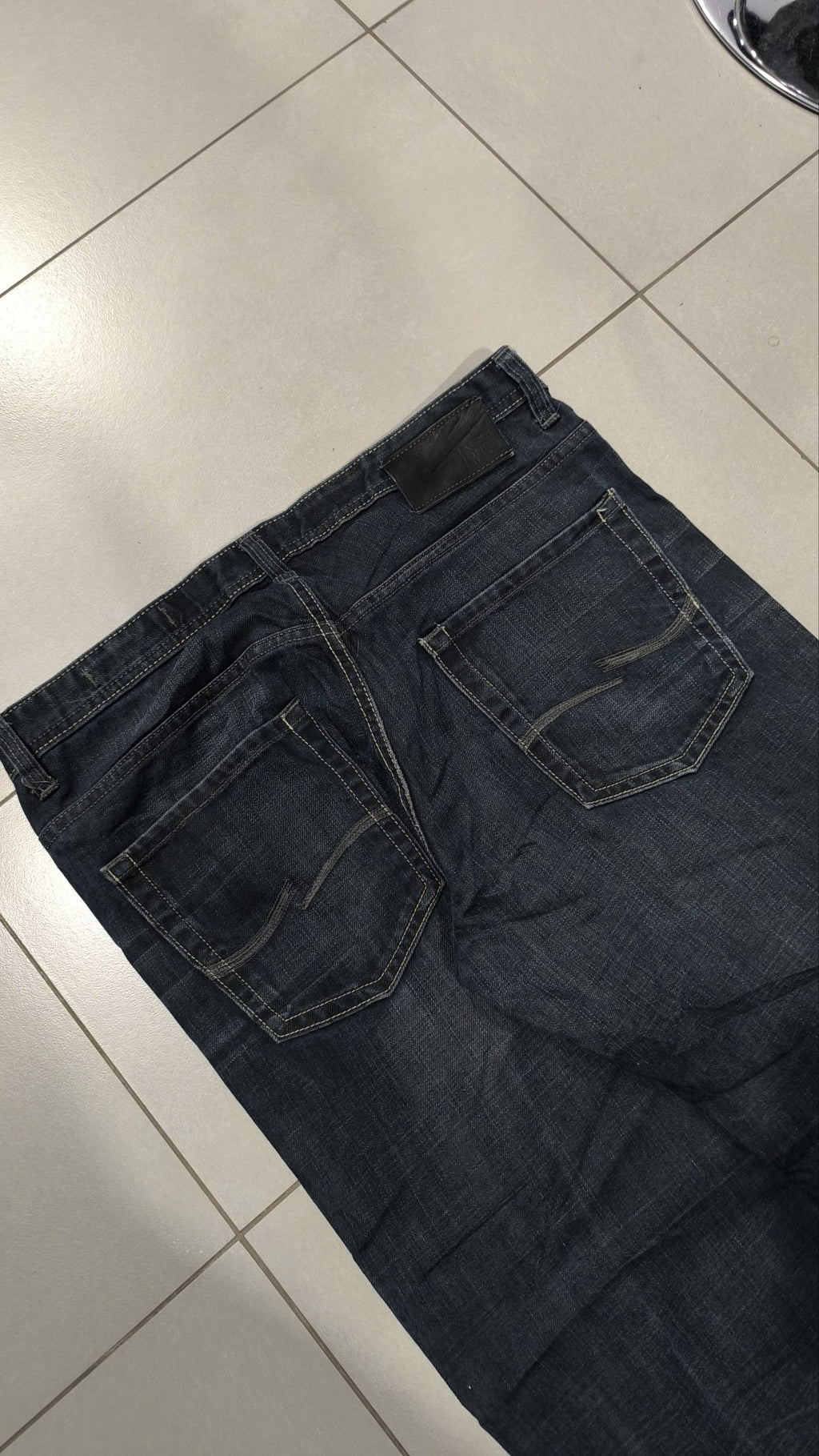 Jeans a gamba ampia Jack & Jones blu scuro slavato Vintage Y2K Uomo (L) — foto 4