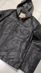 Giacca in pelle con cappuccio Levi Strauss & Co. Vintage Y2K Nera (M) — foto 4