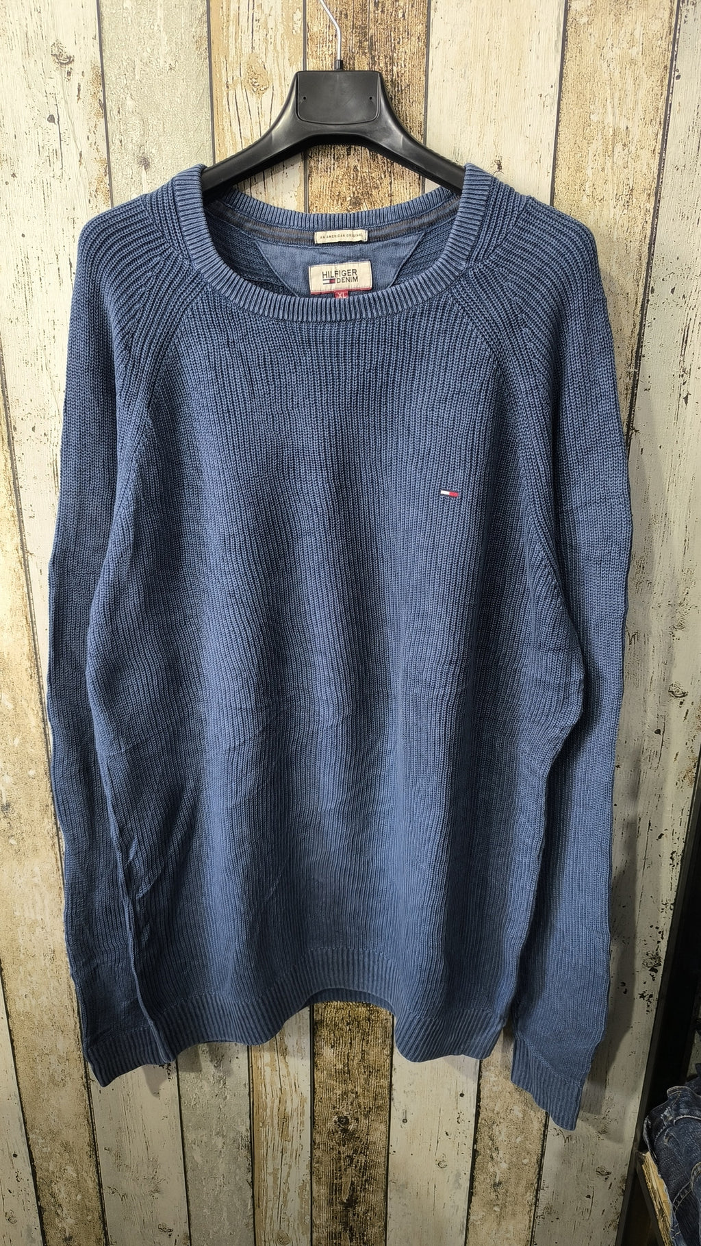 Maglione Girocollo Hilfiger Denim Coste Raglan Logo Ricamato Vintage Y2K (XL) — foto 3