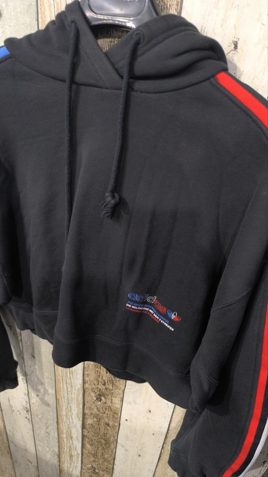 Felpa Adidas Corta Con Cappuccio Nero Blu Rosso Bianco Vintage Y2K Donna — foto 4
