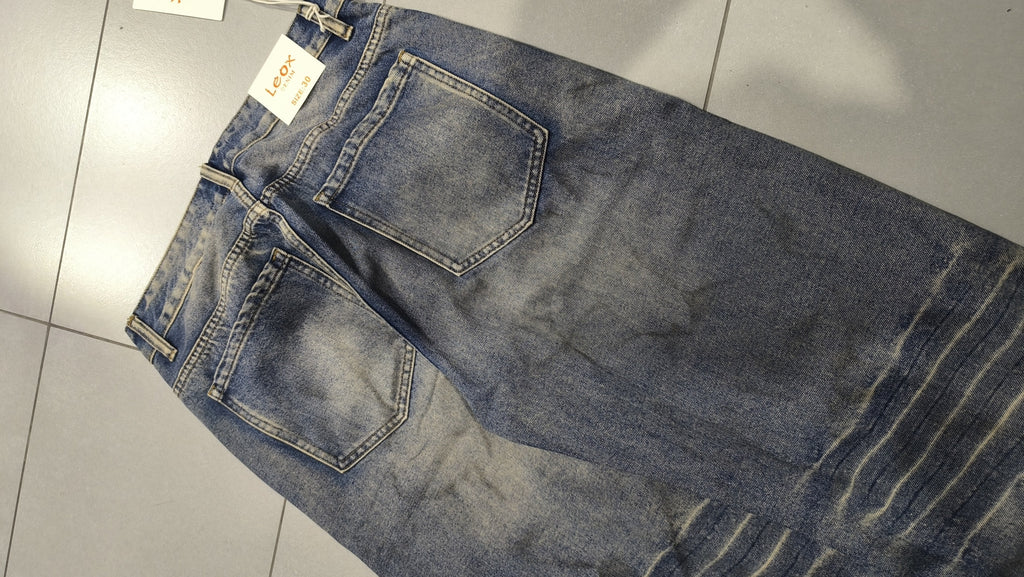 Jeans Leox Gamba Ampia Blu Denim Slavato Vintage Y2K (30) — foto 5