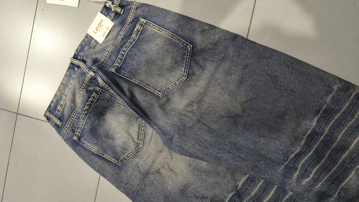 Jeans Leox Gamba Ampia Blu Denim Slavato Vintage Y2K (30) — foto 5