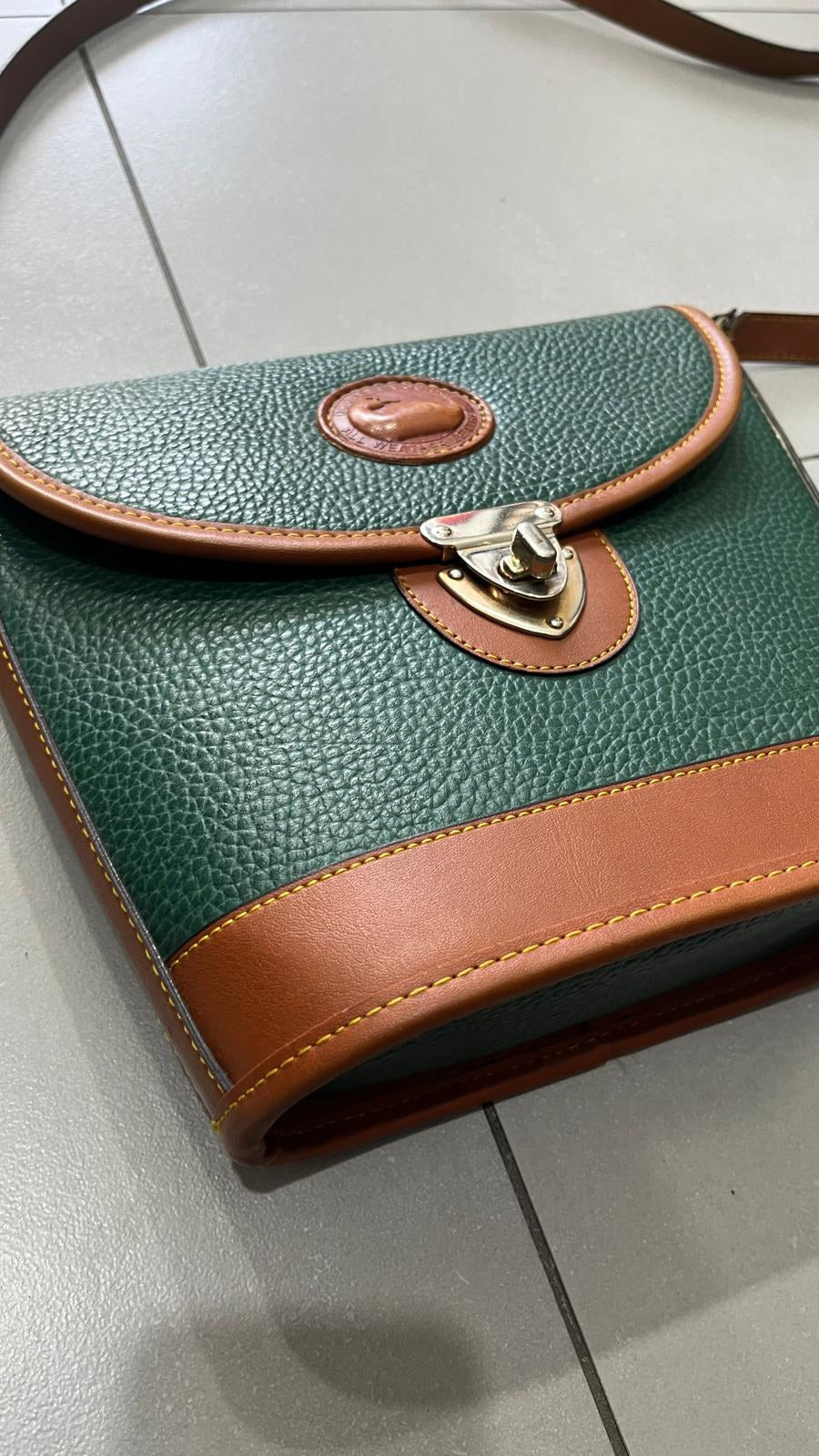 Borsa a tracolla Dooney & Bourke Pelle Verde Scuro Marrone Vintage Y2K — foto 6