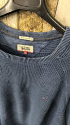 Maglione Girocollo Hilfiger Denim Coste Raglan Logo Ricamato Vintage Y2K (XL) — foto 4