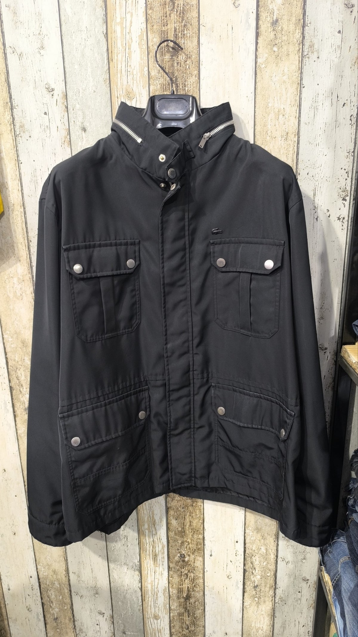 Lacoste Giacca Uomo Nero Zip Bottoni Vintage Y2K — foto 3