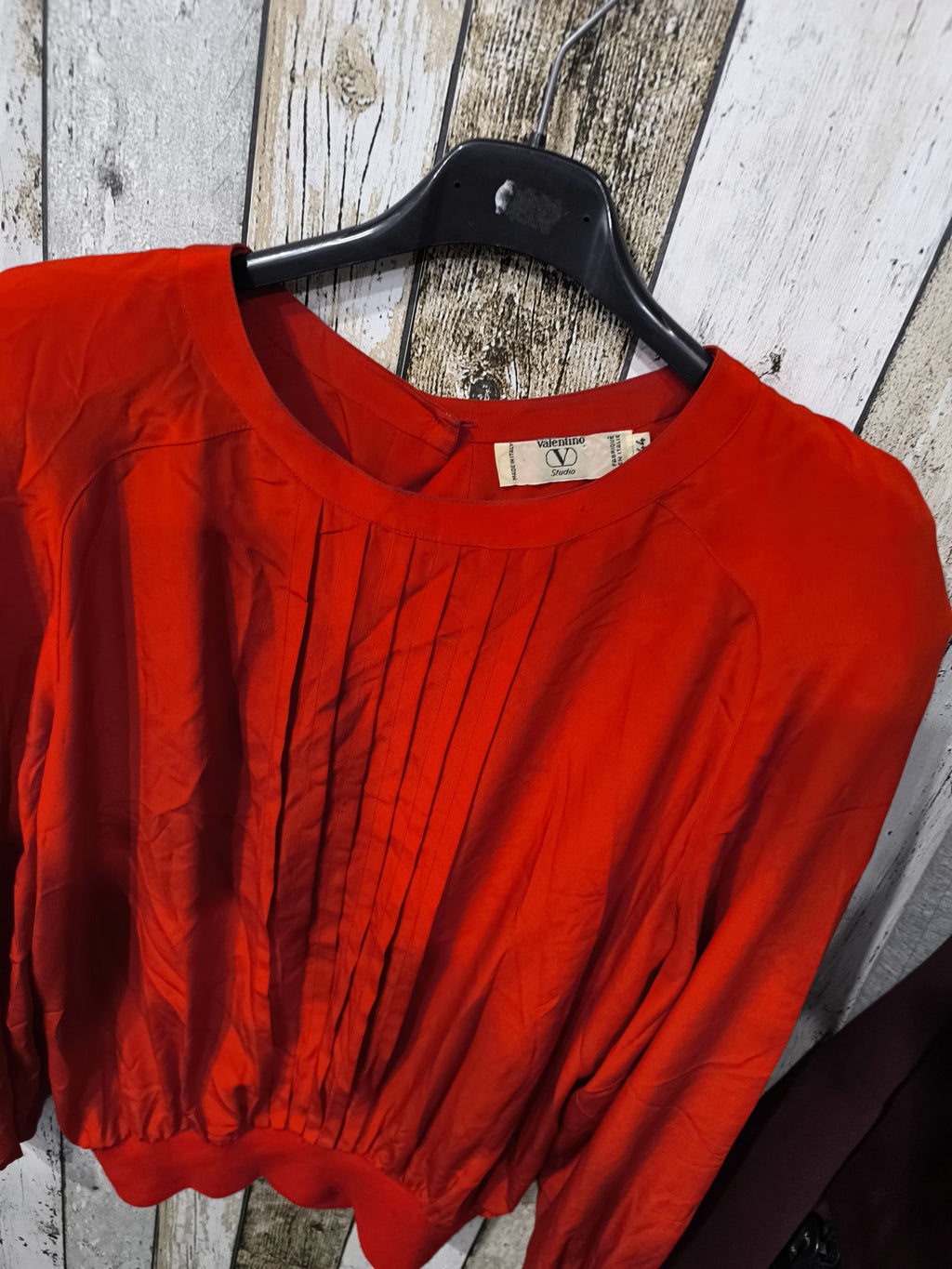 Blusa Valentino Studio Pieghe Frontali Rossa Vintage Y2K (44) — foto 4