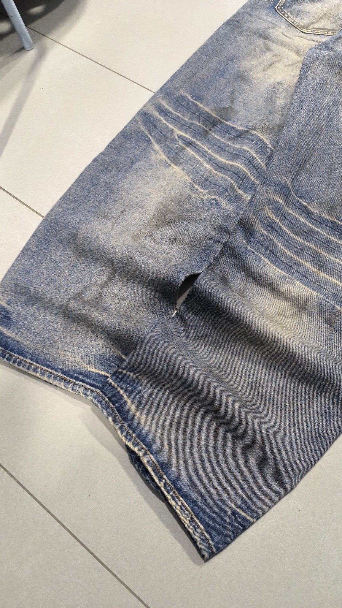 Jeans Leox Gamba Ampia Blu Denim Slavato Vintage Y2K (30) — foto 4