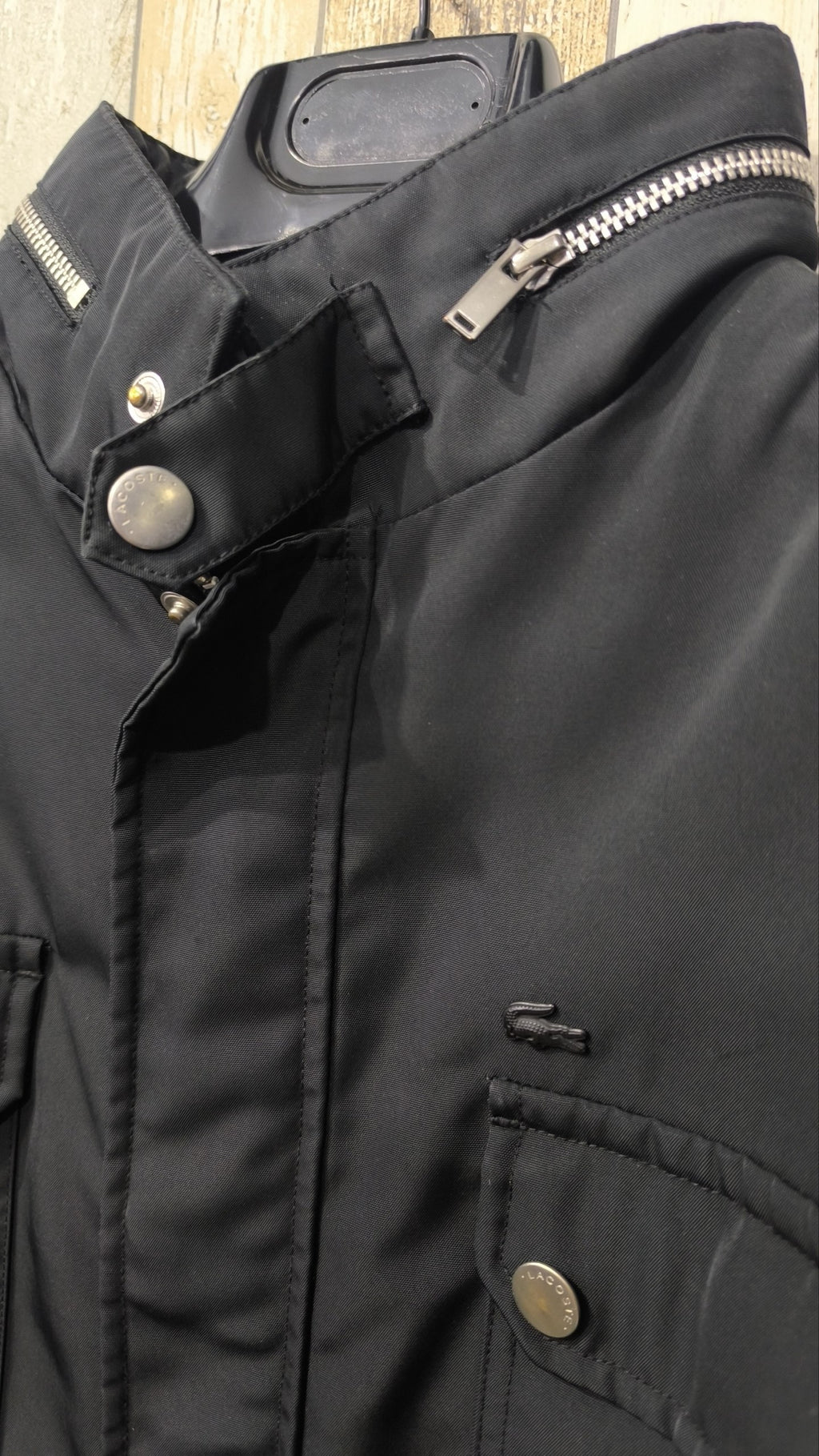 Lacoste Giacca Uomo Nero Zip Bottoni Vintage Y2K — foto 4