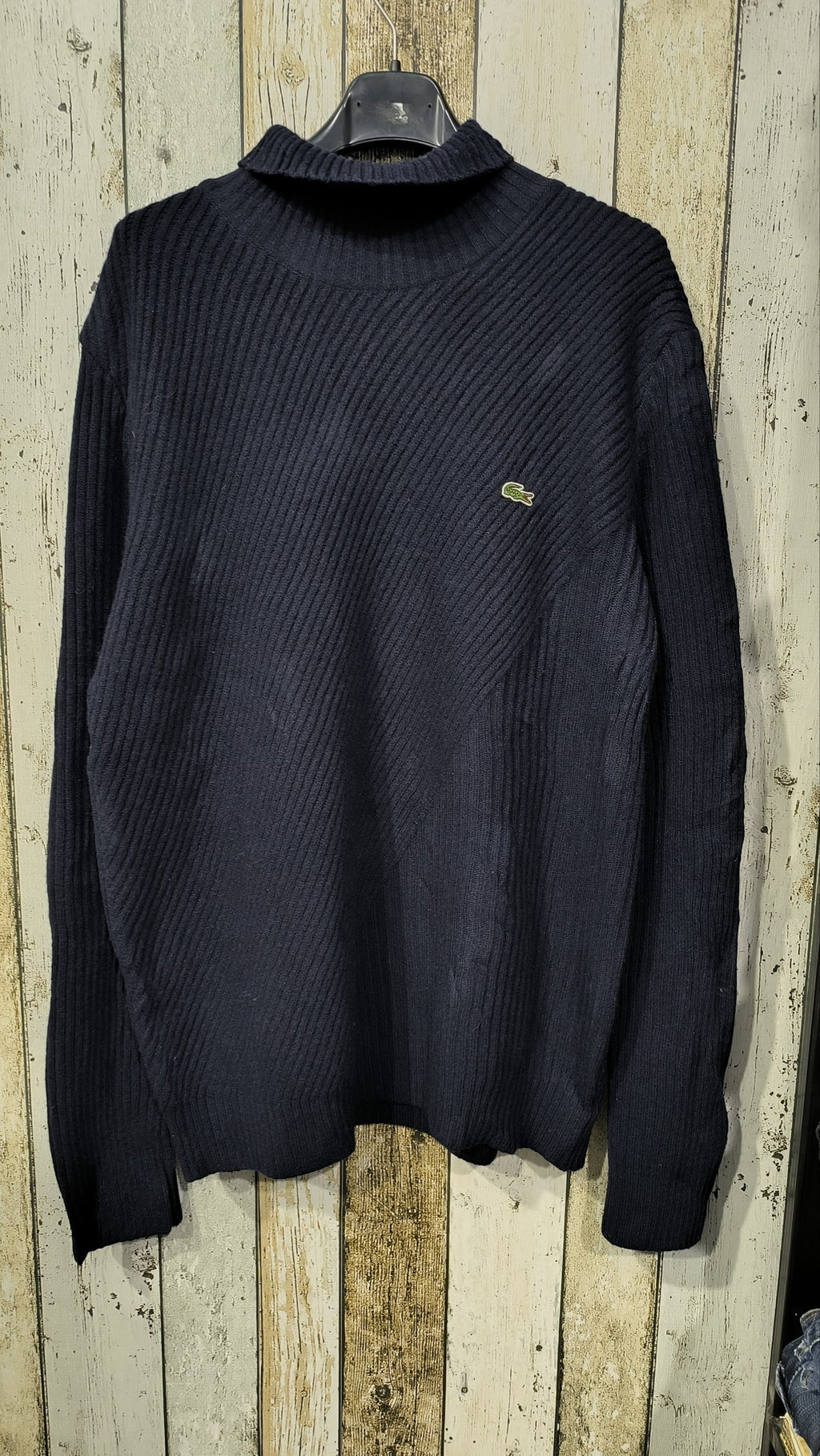 Maglione Lacoste a coste collo alto blu scuro logo ricamato Vintage Y2K — foto 3