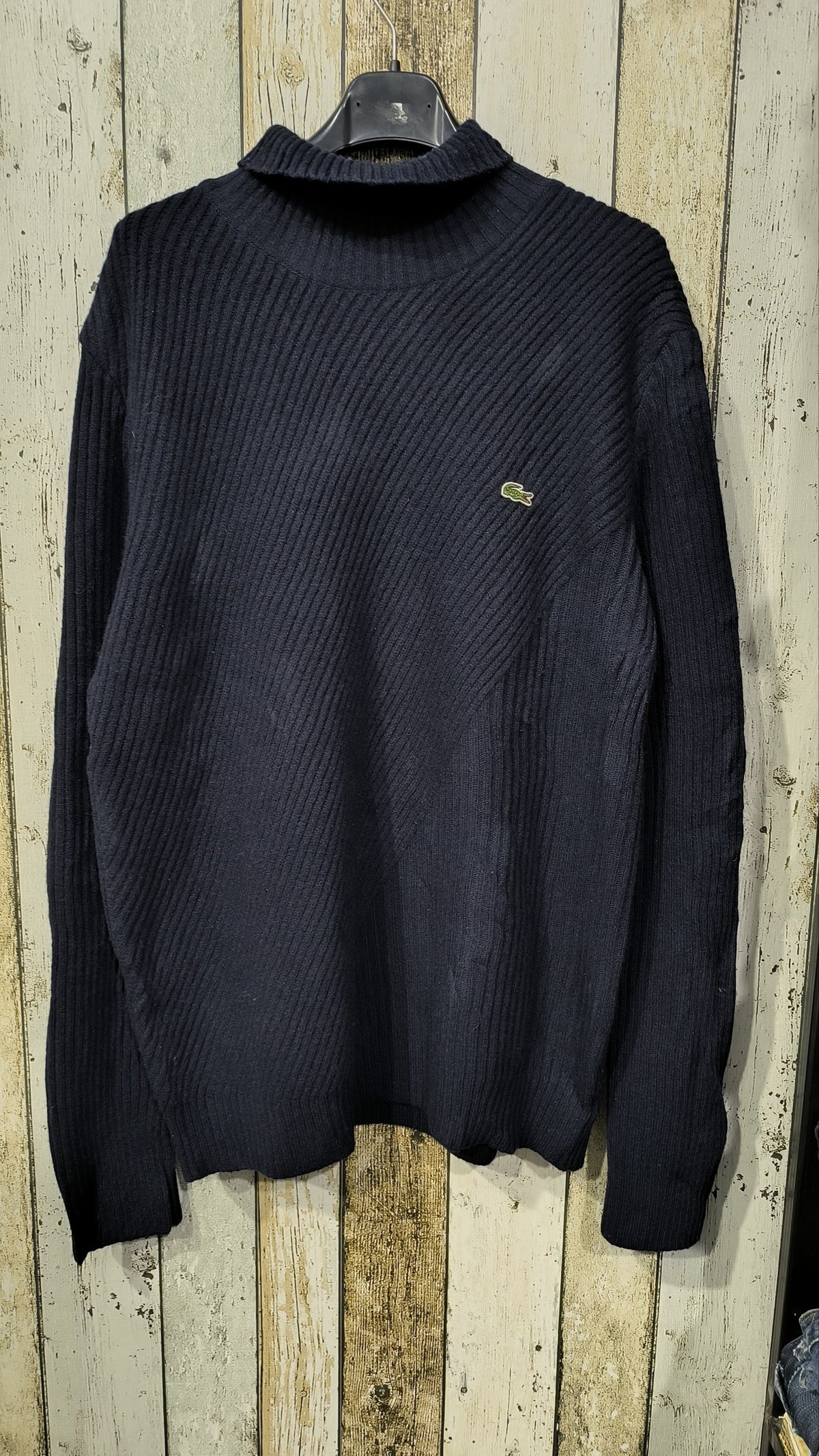 Maglione Lacoste a coste collo alto blu scuro logo ricamato Vintage Y2K — foto 3