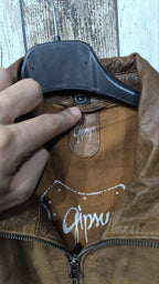 Giacca in pelle Gippy Marrone Colletto ampio Vintage Y2K (L) — foto 5