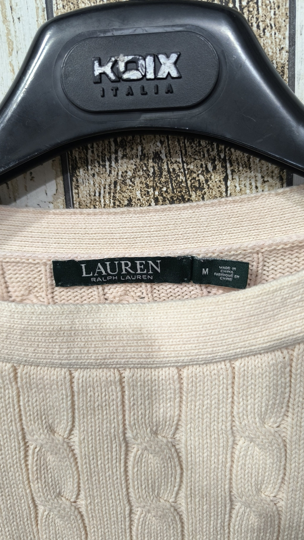 Maglione girocollo Lauren Ralph Lauren Crema Trecce Vintage Y2K (M) — foto 5