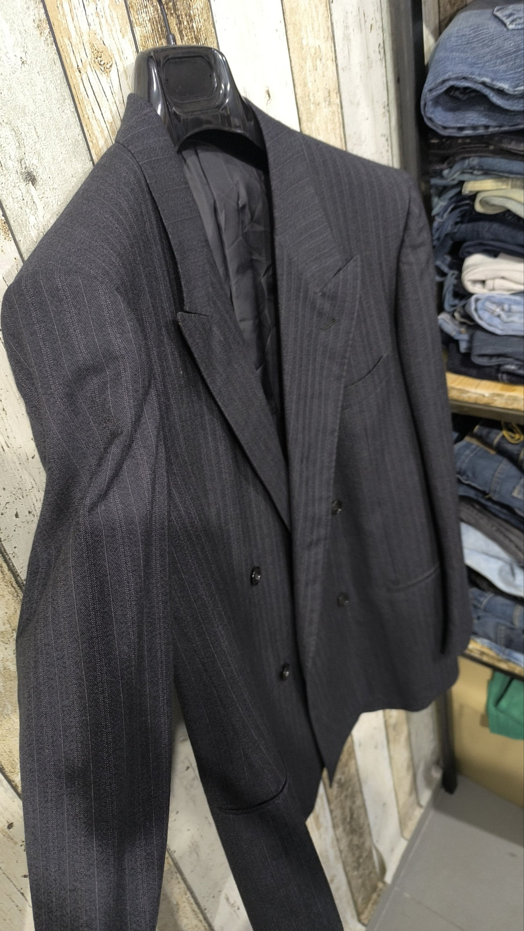 Completo uomo Yves Saint Laurent doppiopetto gessato grigio antracite Vintage Y2K (52) — foto 4
