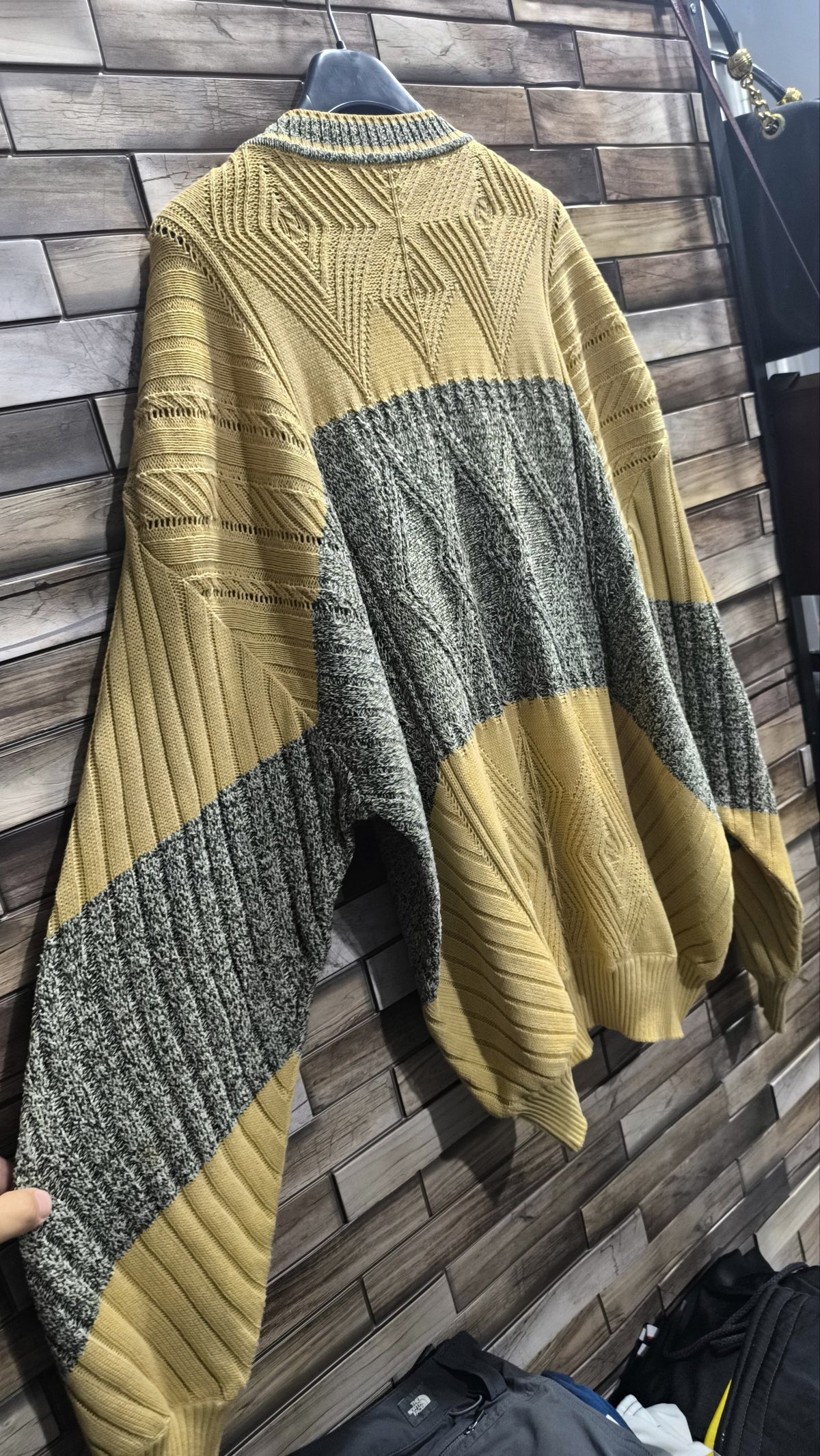 Maglione Umberto Bilancioni Vintage Y2K Giallo Ocra Verde Grigio (52) — foto 7