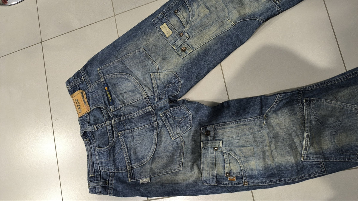 Jeans Baggy in Denim Gazoz Blu Lavaggio Chiaro Vintage Y2K Uomo (M) — foto 4