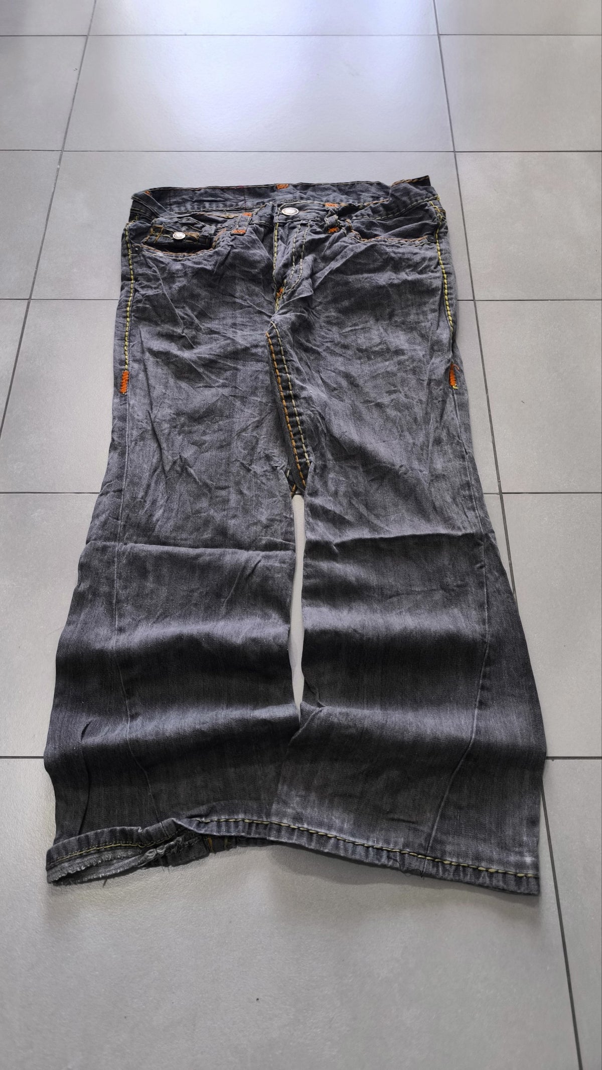 True Religion Jeans Grigio Scuro Cuciture Multicolor Vintage Y2K (L) — foto 3