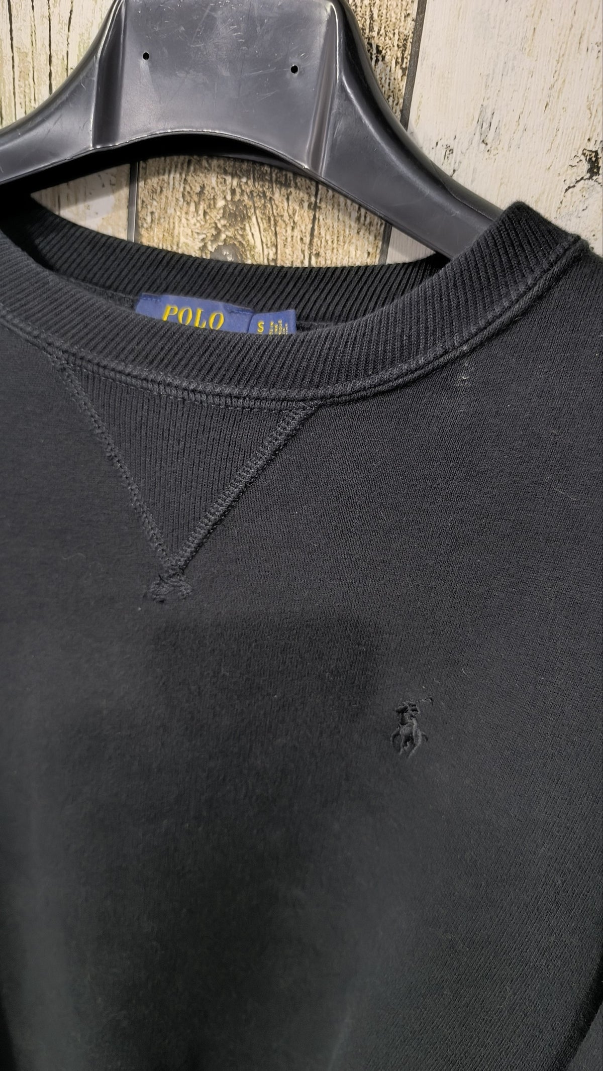 Felpa girocollo Polo Ralph Lauren Nera Ricamo tono su tono Vintage Y2K (S) — foto 4