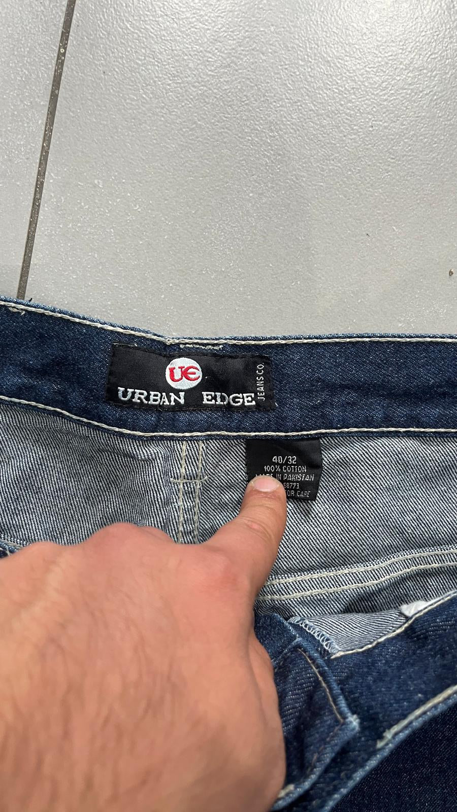 Jeans Urban Edge Jeans Co. Patchwork Blu Scuro Vintage Y2K — foto 6