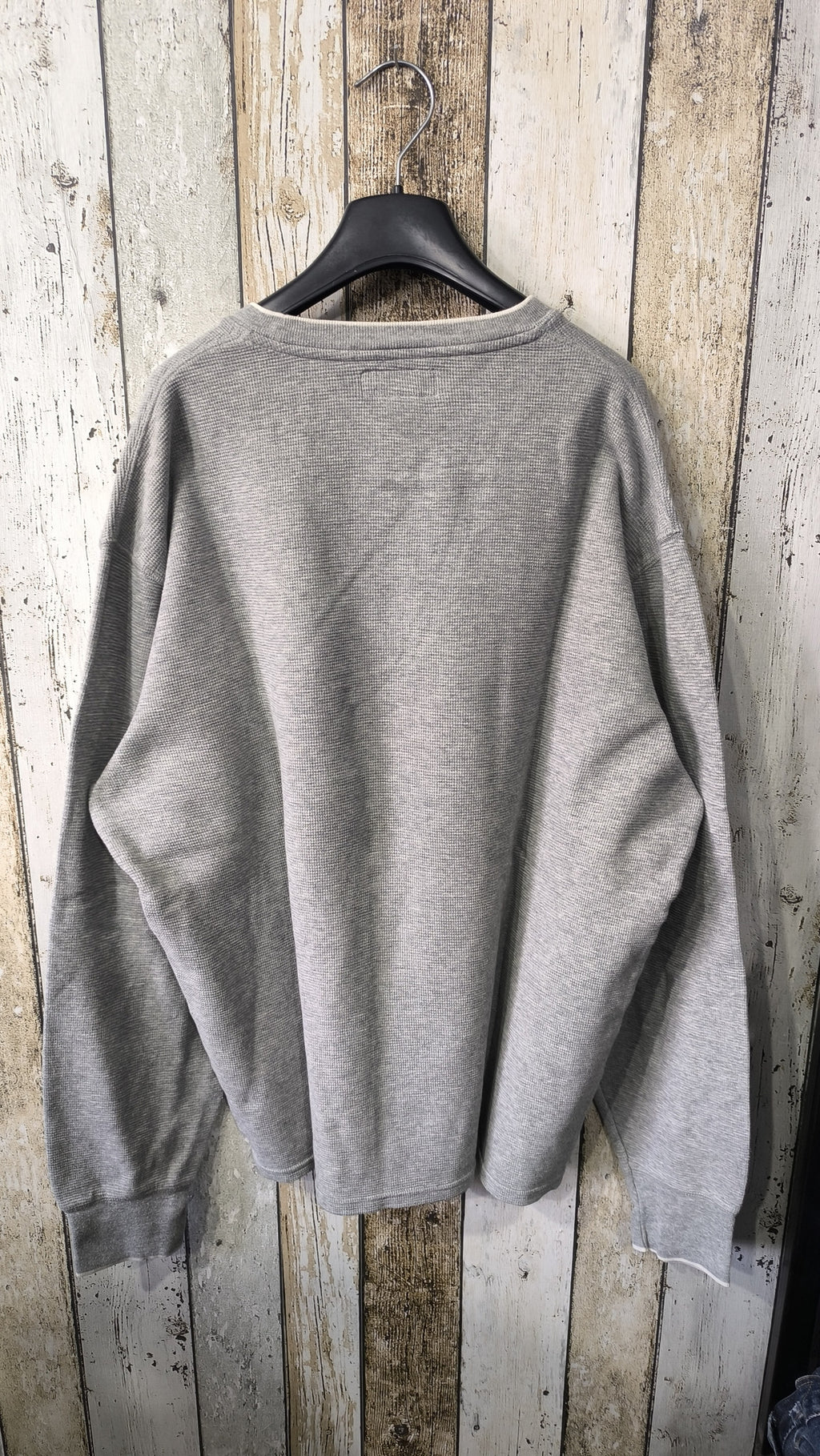 Felpa Girocollo Polo Ralph Lauren Rilievo Waffle Grigio Chiaro Melange Vintage Y2K — foto 6