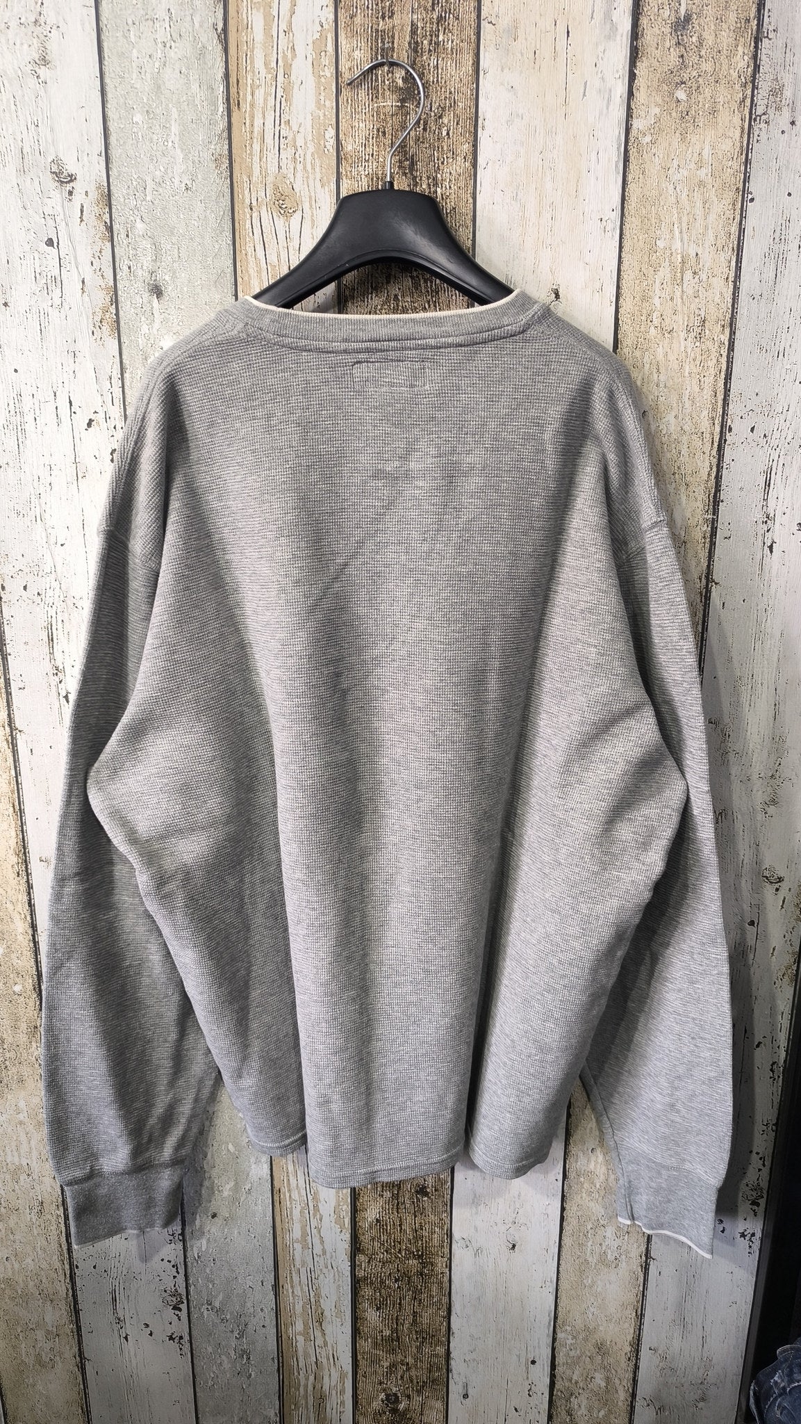 Felpa Girocollo Polo Ralph Lauren Rilievo Waffle Grigio Chiaro Melange Vintage Y2K — foto 6