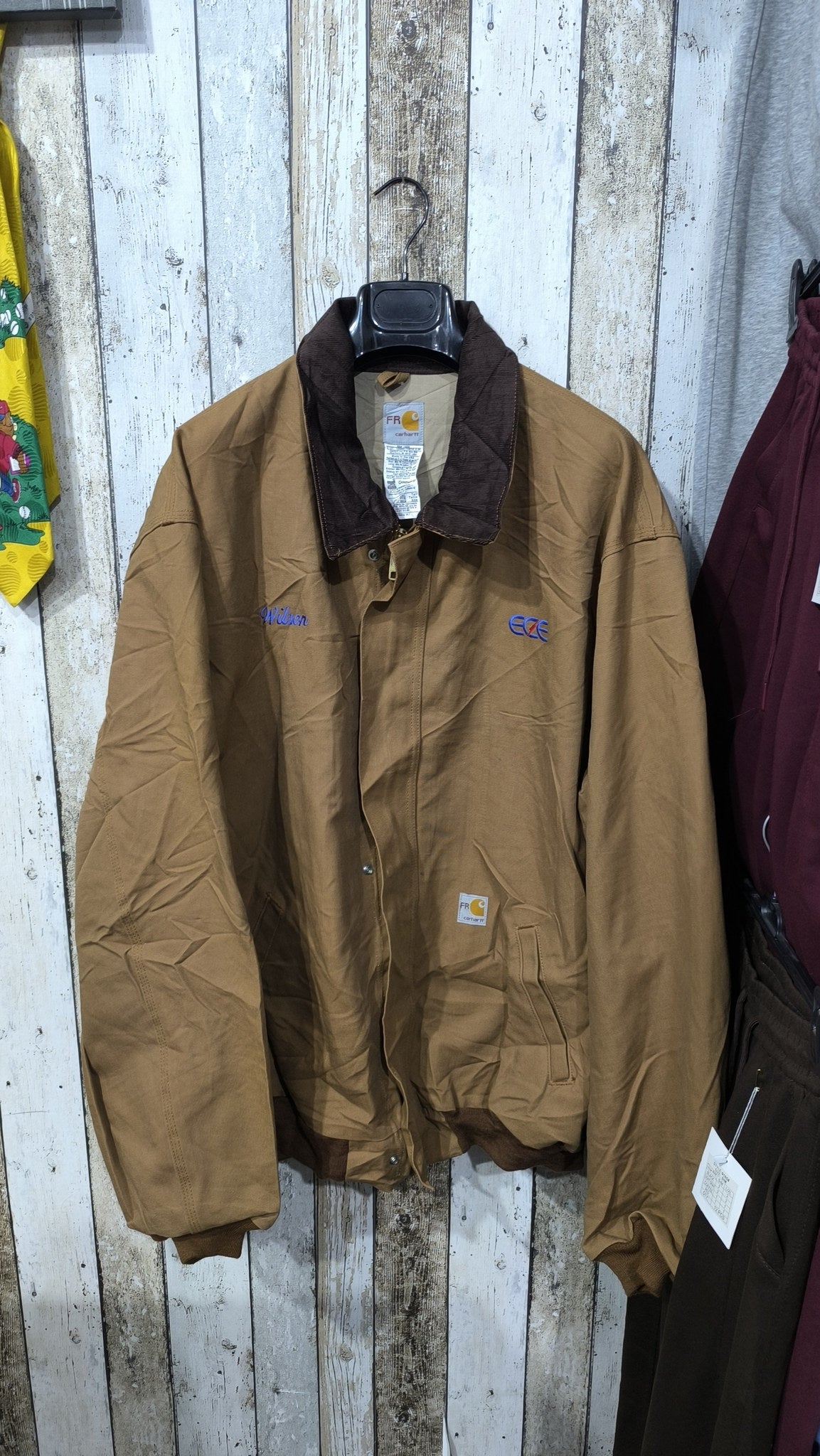 Giacca da lavoro Carhartt FR Zip Colletto Velluto Marrone Chiaro Vintage Y2K (3XG Tall) — foto 3