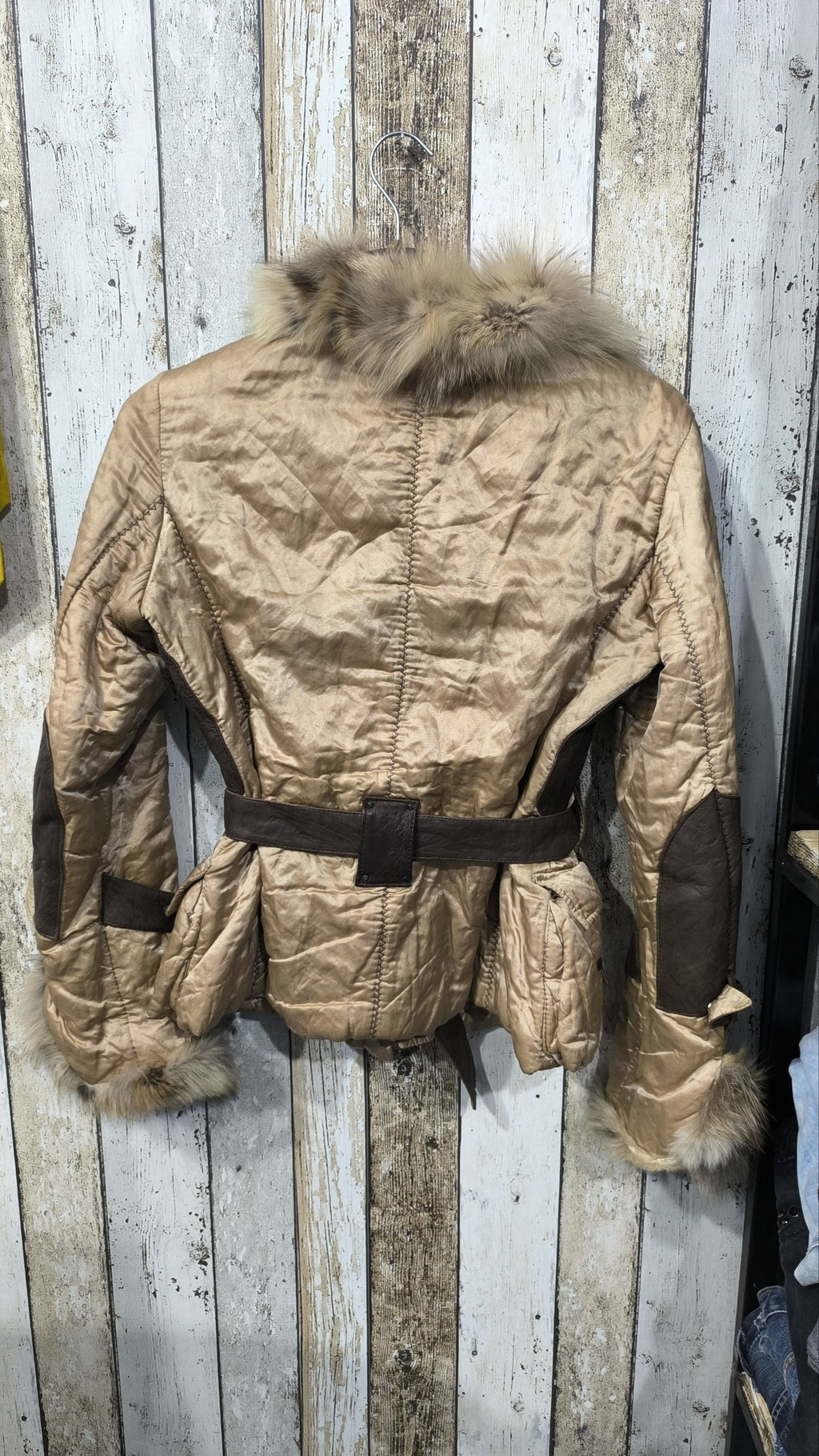 Giacca imbottita BRU MODE PARIS cintura e pelliccia Vintage Y2K (S) — foto 6