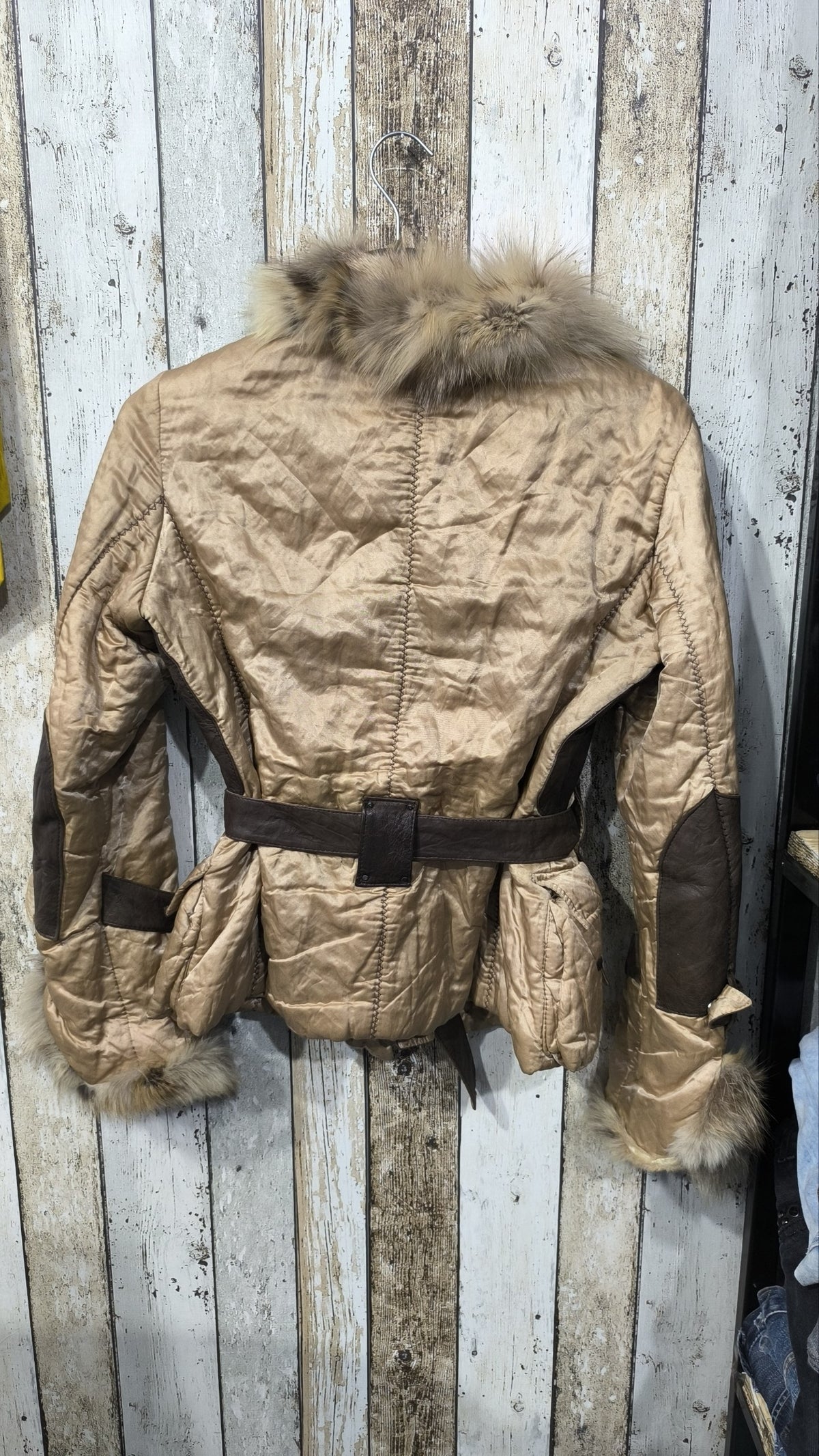 Giacca imbottita BRU MODE PARIS cintura e pelliccia Vintage Y2K (S) — foto 6