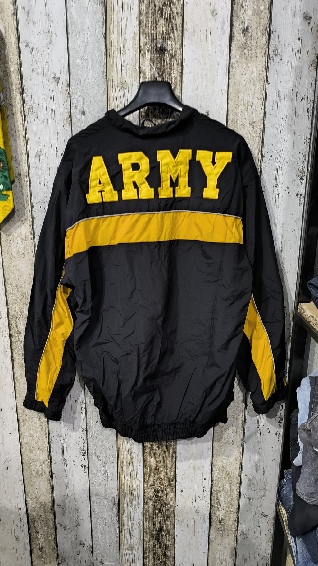 Giacca a vento con zip A Army Nero e giallo Vintage Y2K (M) — foto 5