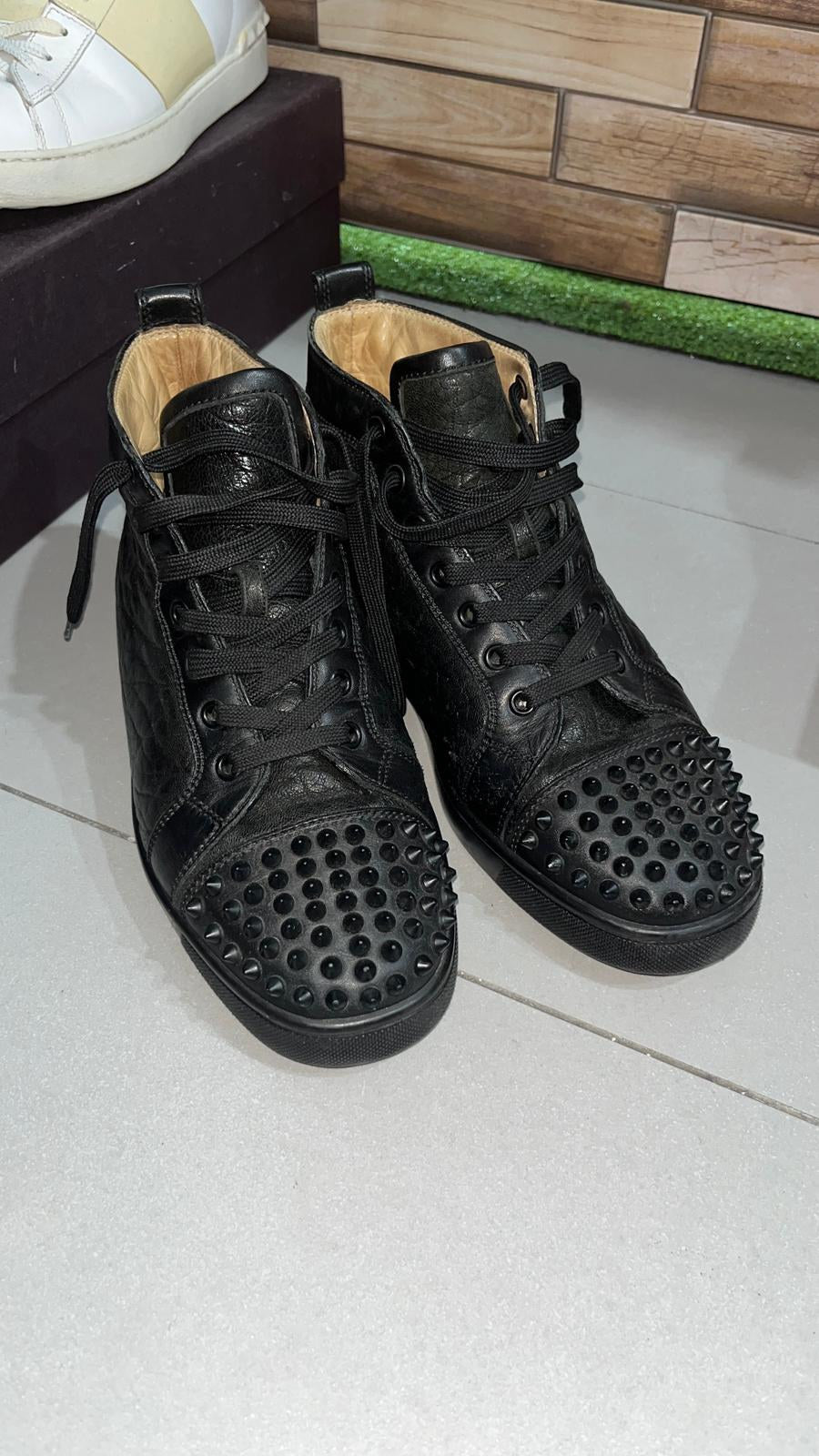 Sneakers Alte Stringate Christian Louboutin Nere Borchie Vintage Y2K (39) — foto 3