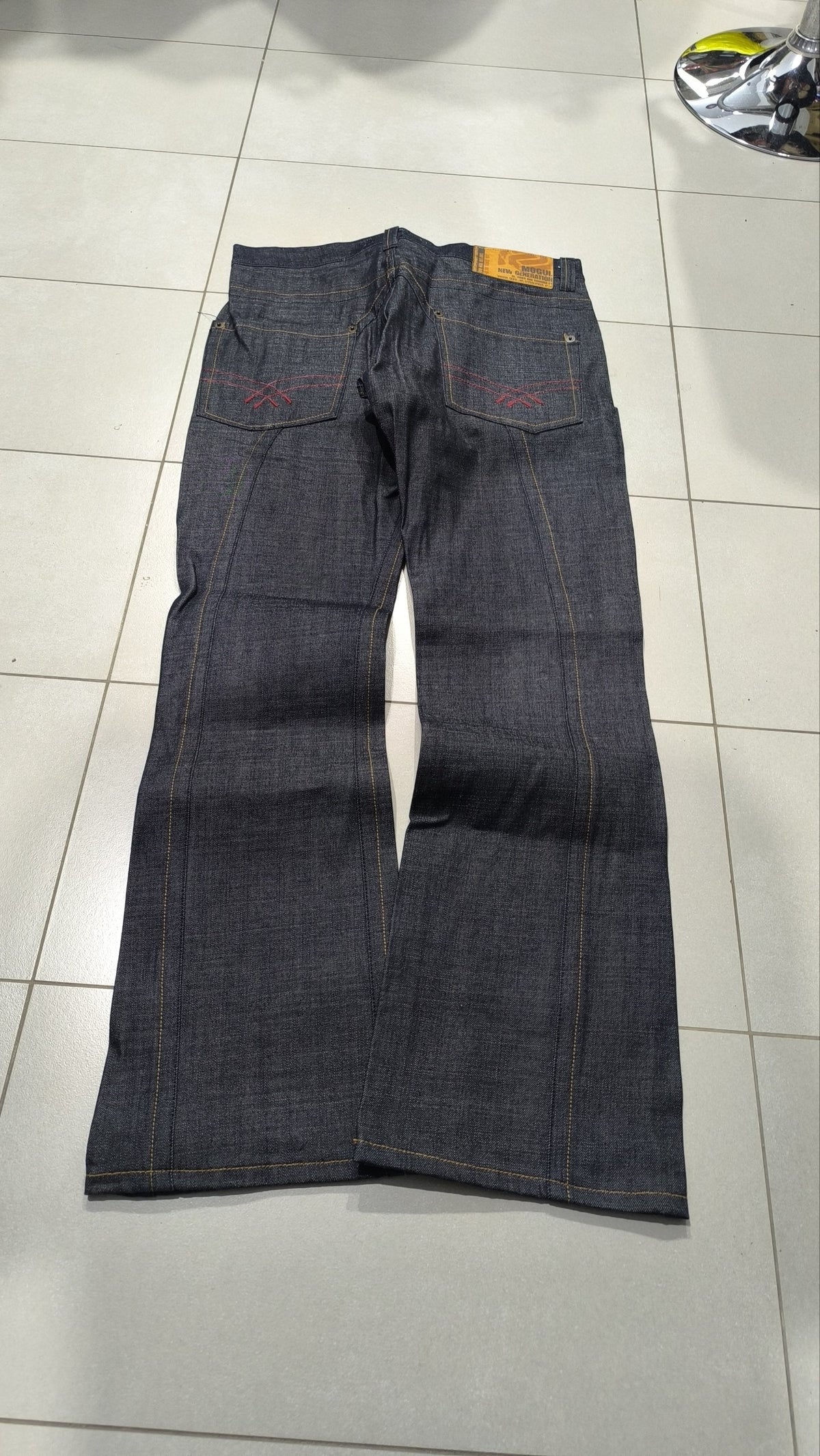 Jeans Mogul gamba larga blu denim scuro Vintage Y2K (L) — foto 3