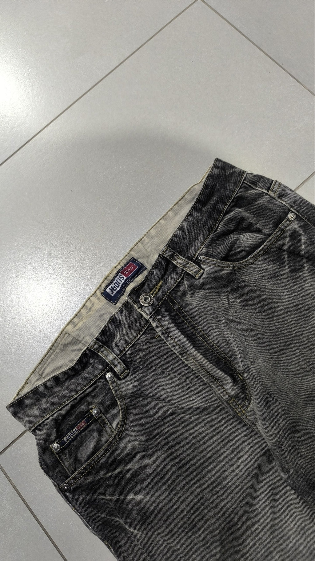 Jeans Gamba Ampia Grigio Slavato Vintage Y2K Uomo (M) — foto 7