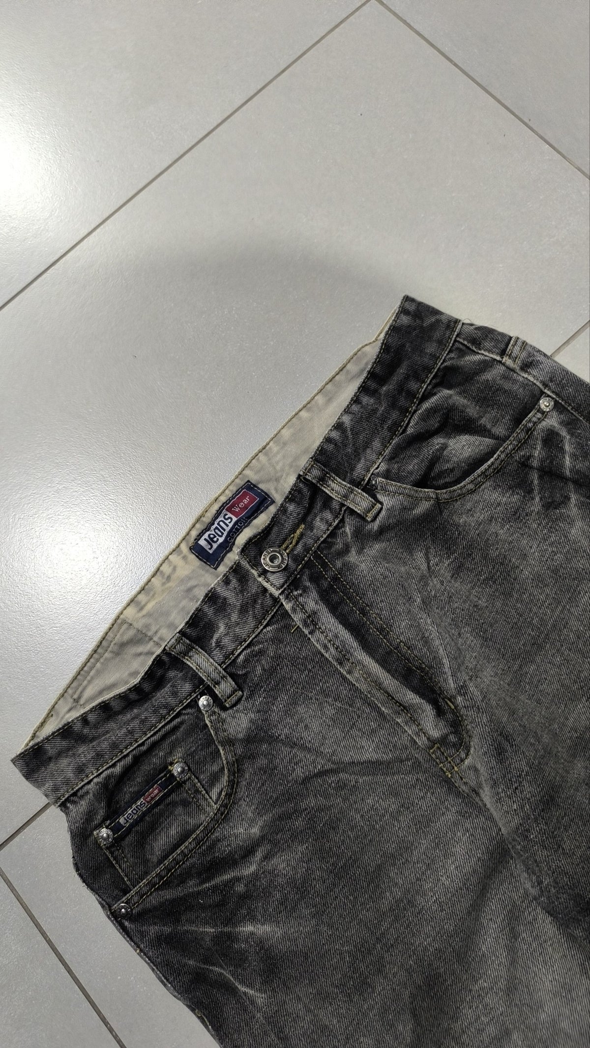Jeans Gamba Ampia Grigio Slavato Vintage Y2K Uomo (M) — foto 7