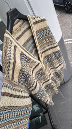 Maglieria Cardigan Malagrida Vintage Y2K Beige Righe Bottoni Tasche (M) — foto 6