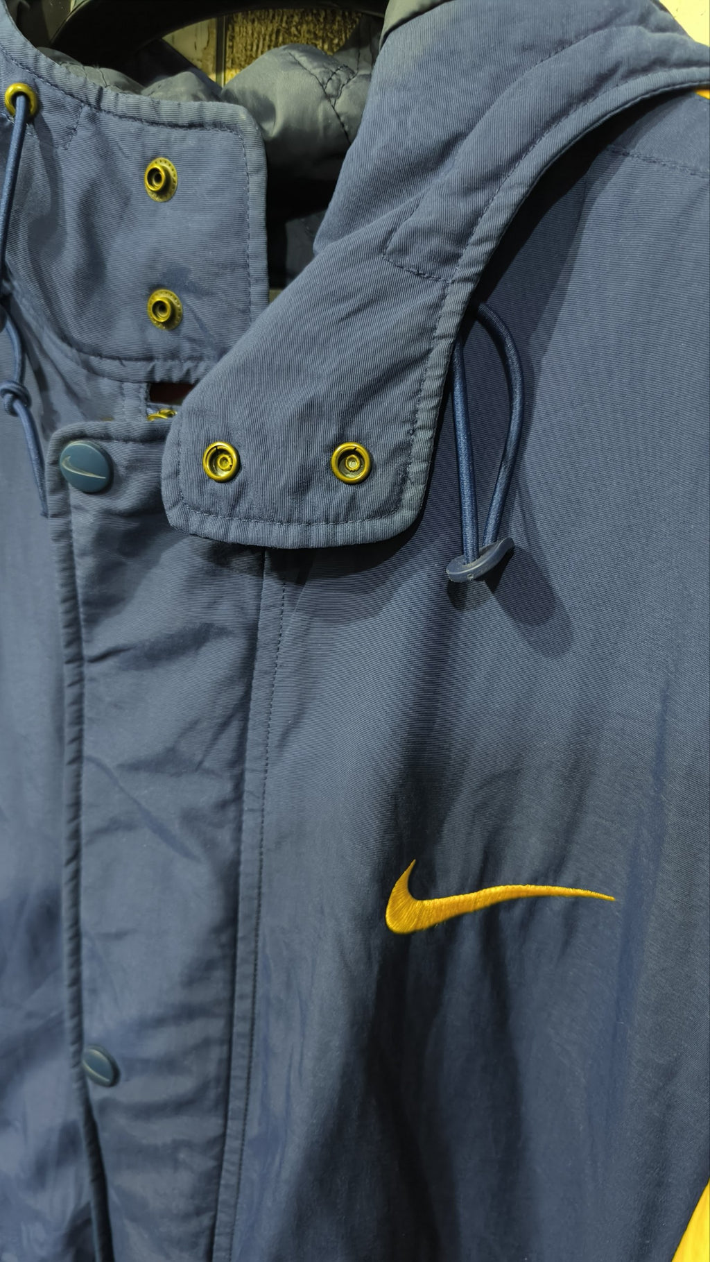 Parka con cappuccio Nike Blu navy e giallo Vintage Y2K (XL) — foto 4