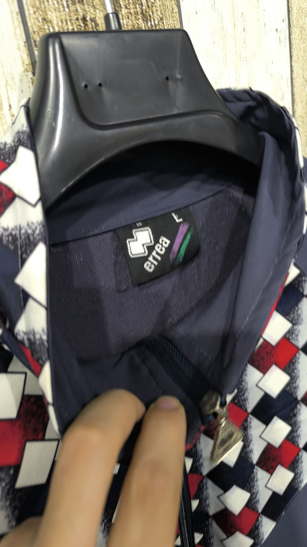 Track Jacket Collo Alto Errea Blu Navy Rosso Bianco Vintage Y2K (L) — foto 6