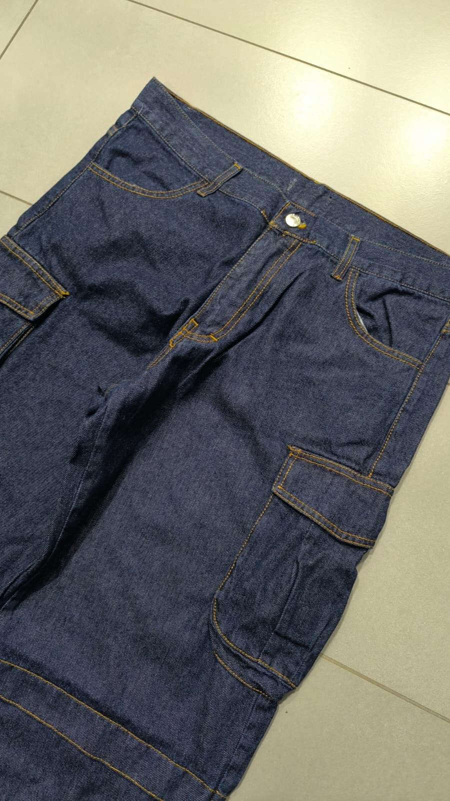Pantaloni Cargo in Denim Blu Scuro Vintage Y2K (46) — foto 8