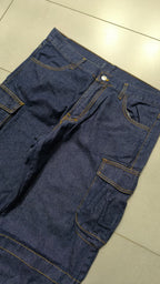 Pantaloni Cargo in Denim Blu Scuro Vintage Y2K (46) — foto 8