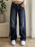 Jeans gamba larga Gas Jeans blu denim scuro schiariture Vintage Y2K donna (S) — foto 2