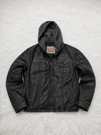 Giacca in pelle con cappuccio Levi Strauss & Co. Vintage Y2K Nera (M) — foto 1