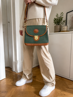 Borsa a tracolla Dooney & Bourke Pelle Verde Scuro Marrone Vintage Y2K — foto 1