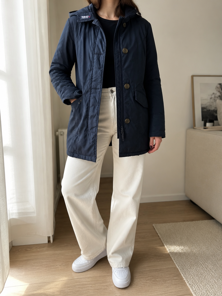 Giacca Parka Woolrich con Cappuccio Blu Navy Vintage Y2K (M) — foto 1