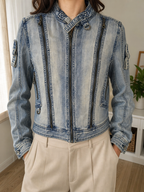 Giacca denim Farfal Lina Ricamo DIVA Blu slavato Vintage Y2K Donna (L) — foto 1