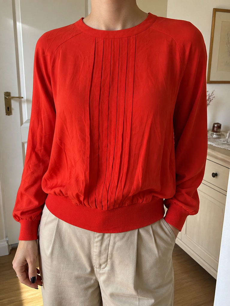 Blusa Valentino Studio Pieghe Frontali Rossa Vintage Y2K (44) — foto 1