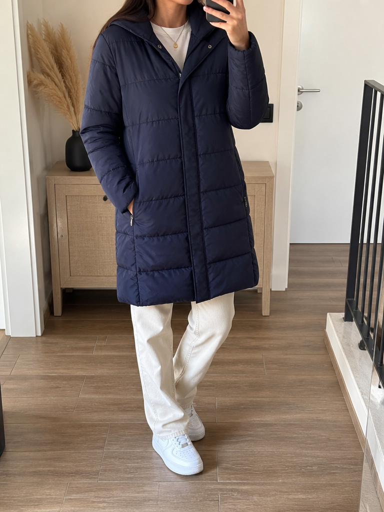 Cappotto lungo imbottito con cappuccio Weekend Max Mara Blu scuro Vintage Y2K Donna (S) — foto 1