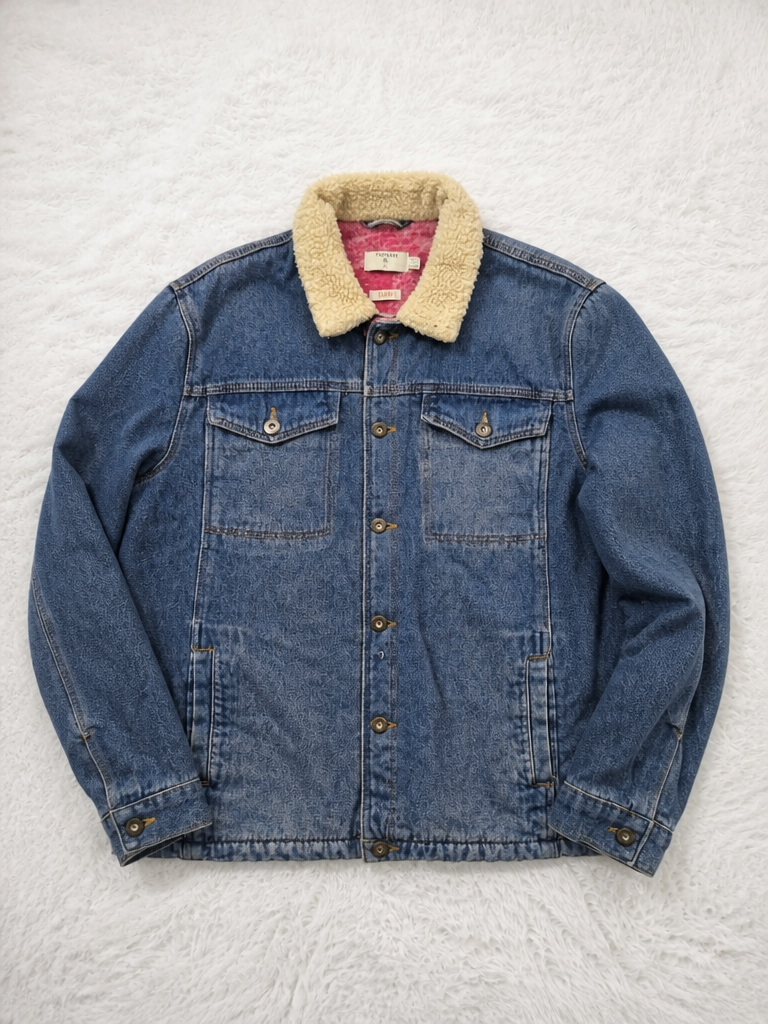 Giacca Denim TOPMAN Collo Sherpa Blu Denim Vintage Y2K (XL) — foto 1